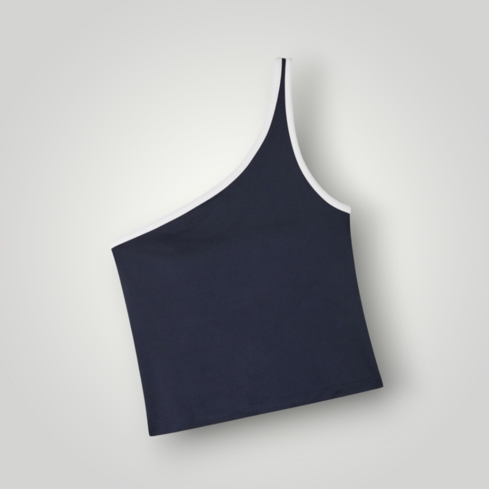 Gilly Hicks One-Shoulder Asymmetrical Tank with Built-In Bra - Very Preppy & Y2K - Picture 6 of 9